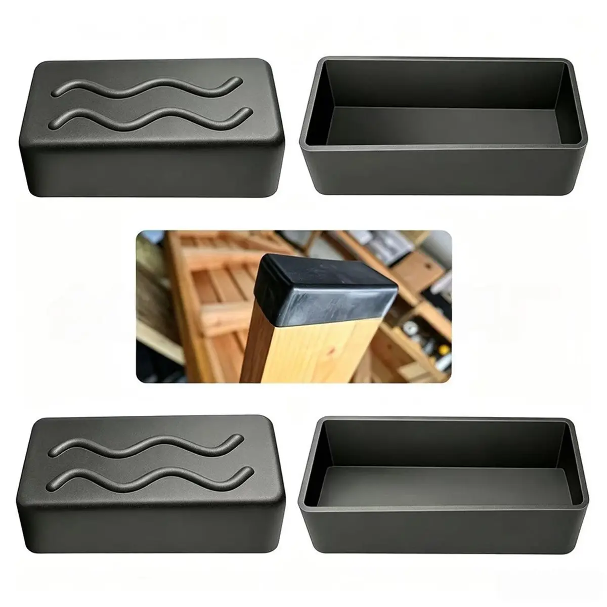 4pcs Chair Leg Caps Table Feet Covers (3.5x1.5in) Floor Protector Pads Rectangle Furniture Tube End Covers