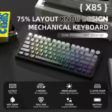 ATTACK SHARK X85 TKL 82キー ワイヤレスメカニカルキーボード ノブ付【シルバー】 特別割引