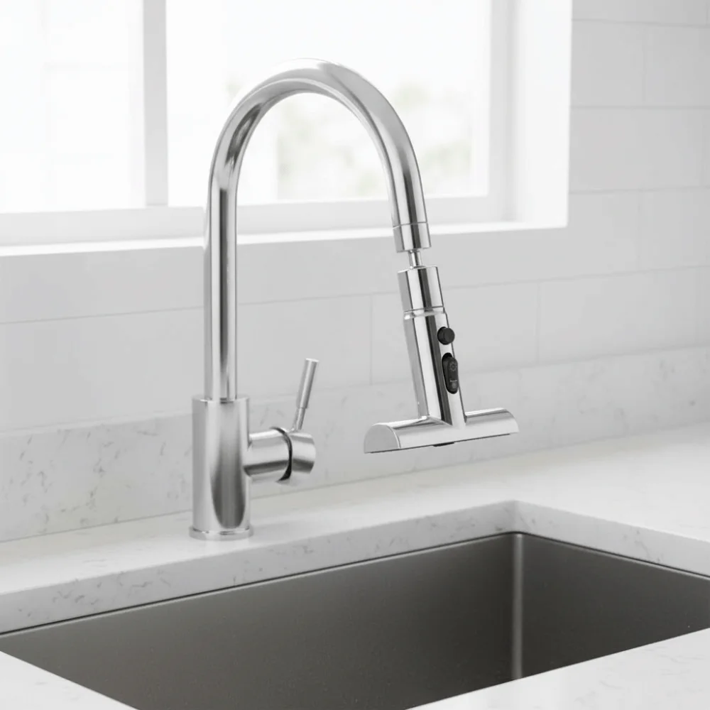 3 Modes Swivel Kitchen Filter Faucet 360-degree Rotation Anti-splash Waterfall Kitchen Faucet Extender Large Panel
