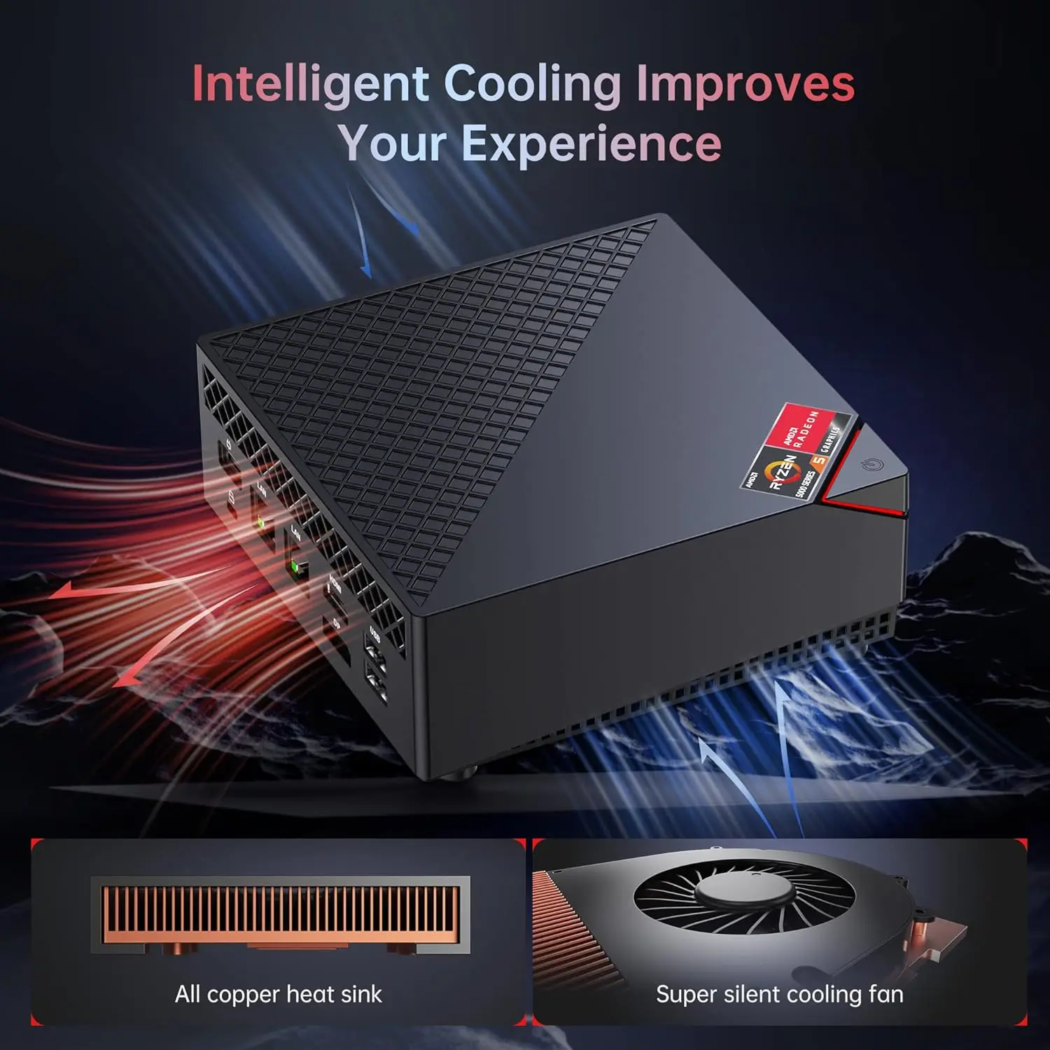 KAMRUI Mini PC para juegos AMD Ryzen7 5700U DDR4 16GB RAM 512GB SSD WiFi6 BT5.2 4K Windows 11 Pro Mini computadora de escritorio PC de trabajo