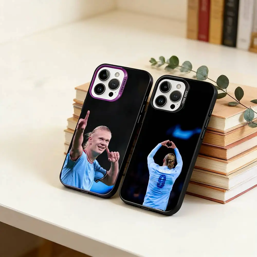 

E-Erling H-Haaland Phone Case For iPhone 17,16,15,14,13,12,11 Plus,Pro Max,XS,Colored Silver Plated Inside Cover