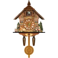 Fashion Big Wooden Cuckoo Clock Handmade Wall Cuckoo Alarm Clock Traditional Wooden Clock Living Room Home Wall Clocks For Decor