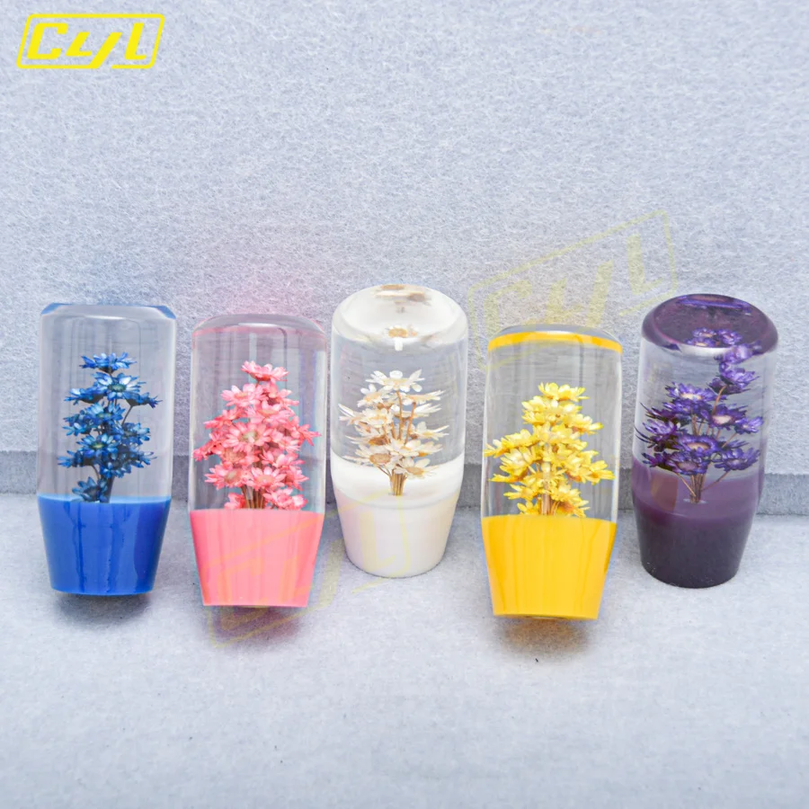 10CM JDM Flower Gear Shift Knob Colorful Acrylic Transparent Gear Stick Shifter Knob Universal