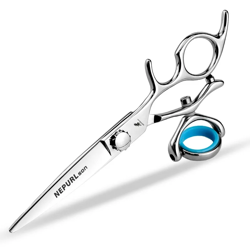 6.0-inch  NEPURLson silver  fly-cutting scissors, flat cutting scissors, 360-degree rotating handle