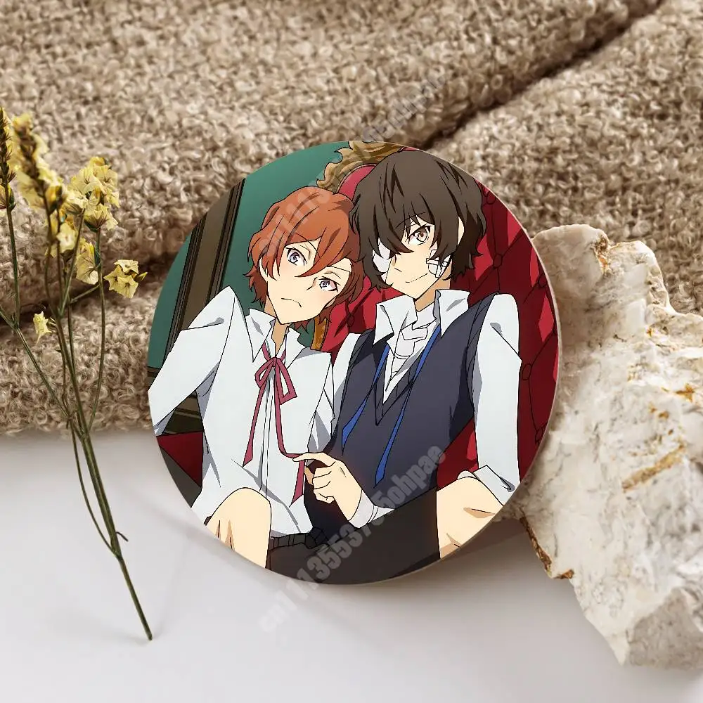 B-Bungo S-Stray Dogs Dazai Osamu Wooden Cup Mat Americano Beer Milk Water Coaster for Baking Studio