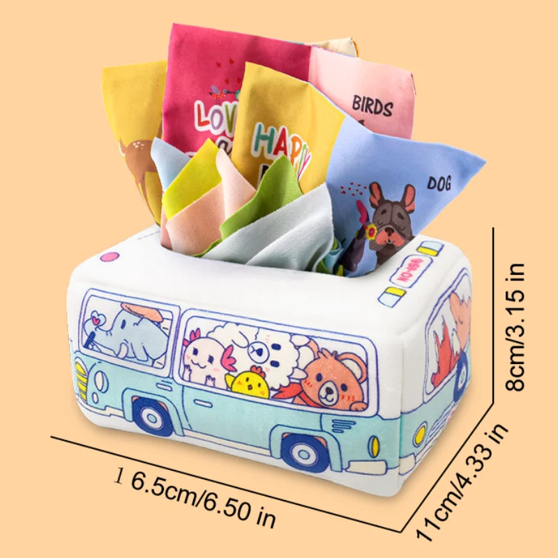 Zabawki Montessori Pudełko na chusteczki dla niemowląt Miękki papier Ćwiczenia palców dla maluchów Edukacyjna zabawka sensoryczna pluszowa dla dzieci Gra