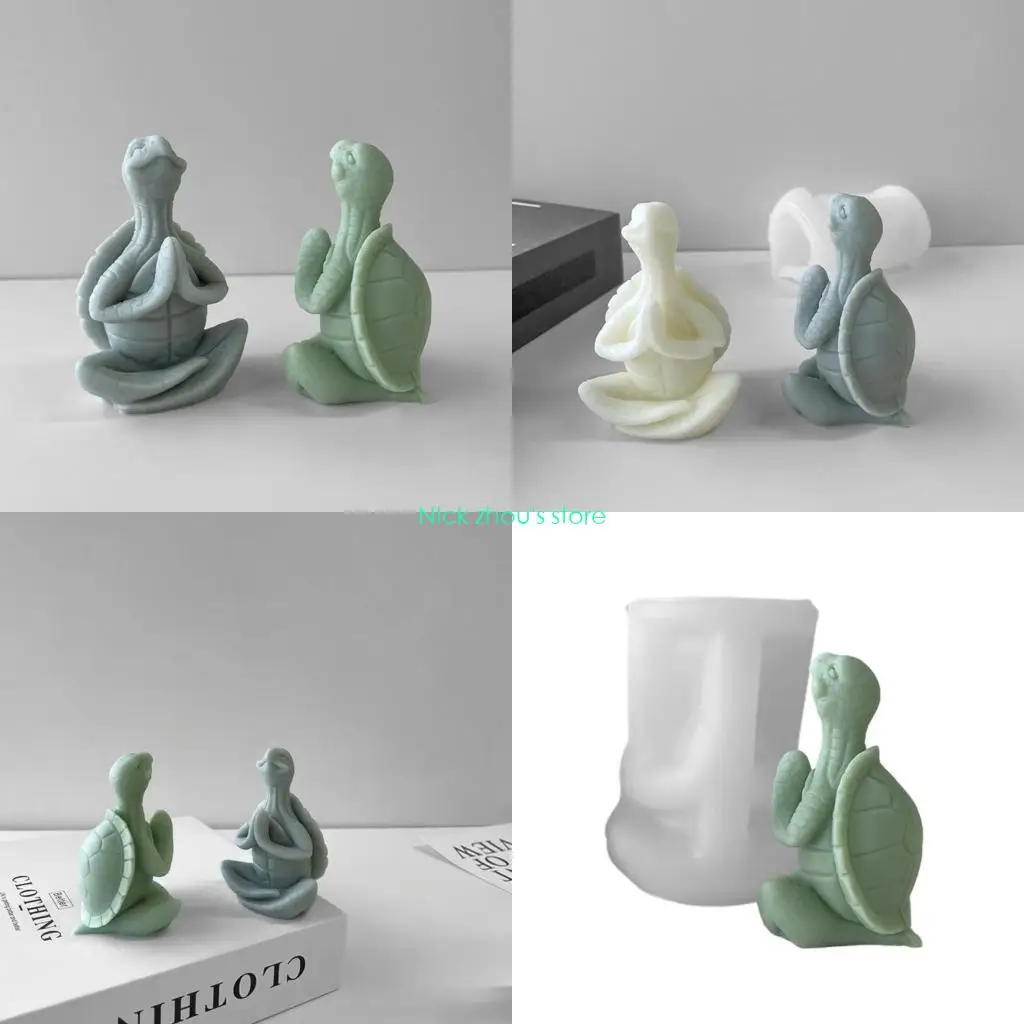 E15E قوالب الصابون قالب حرفي قالب شمع أدوات صنع يدوية على شكل سلحفاة للتأمل