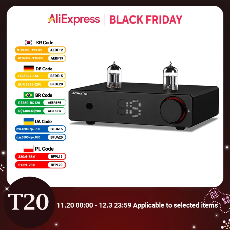 AIYIMA T20 فراغ أنبوب المضخم ECC83 متوازن تماما Preamp RCA XLR المدخلات HiFi ستيريو DAC أمبير 12 فولت الزناد الناتج