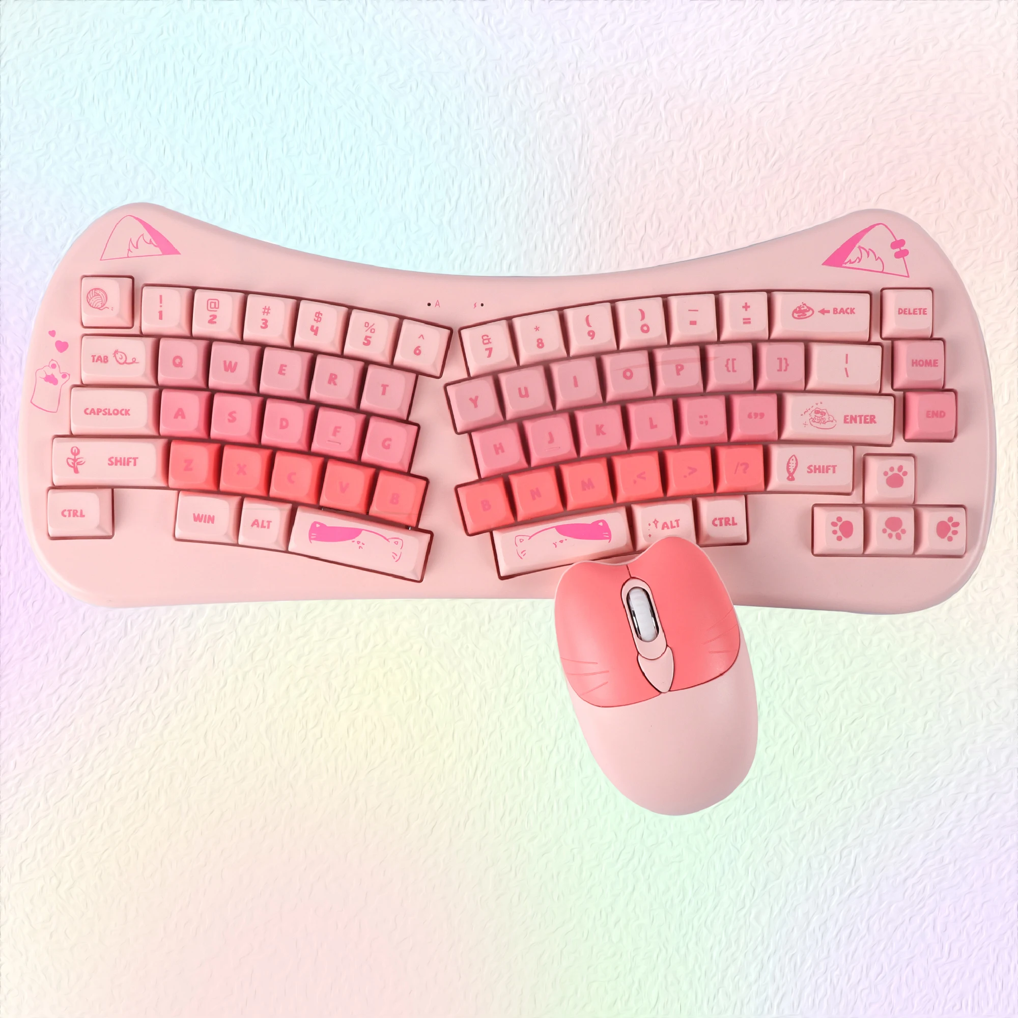 Cute Cat Keyboard and Mouse Set 2.4G Wireless Mechanical Feel Ergonomics Gamer Keyboard and Mouse For Laptop PC MAC friend Gift