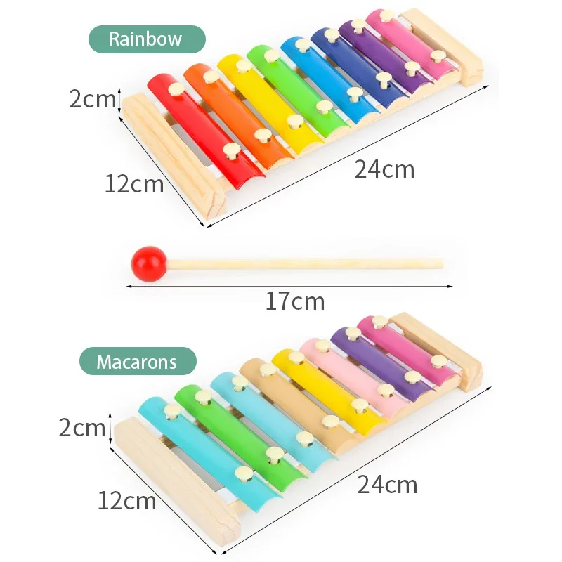 Jouets en bois multicolores pour bébés et enfants, accessoires musicaux, xylophone, 8 tons