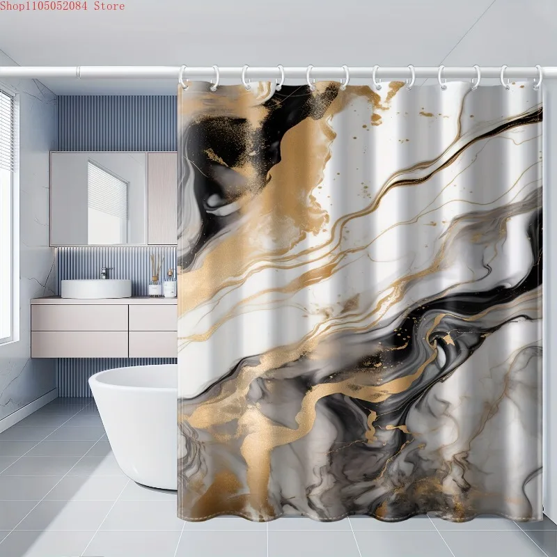 Complete Shower Curtain With Hooks Kit For Bathroom Privacy And Water Protection