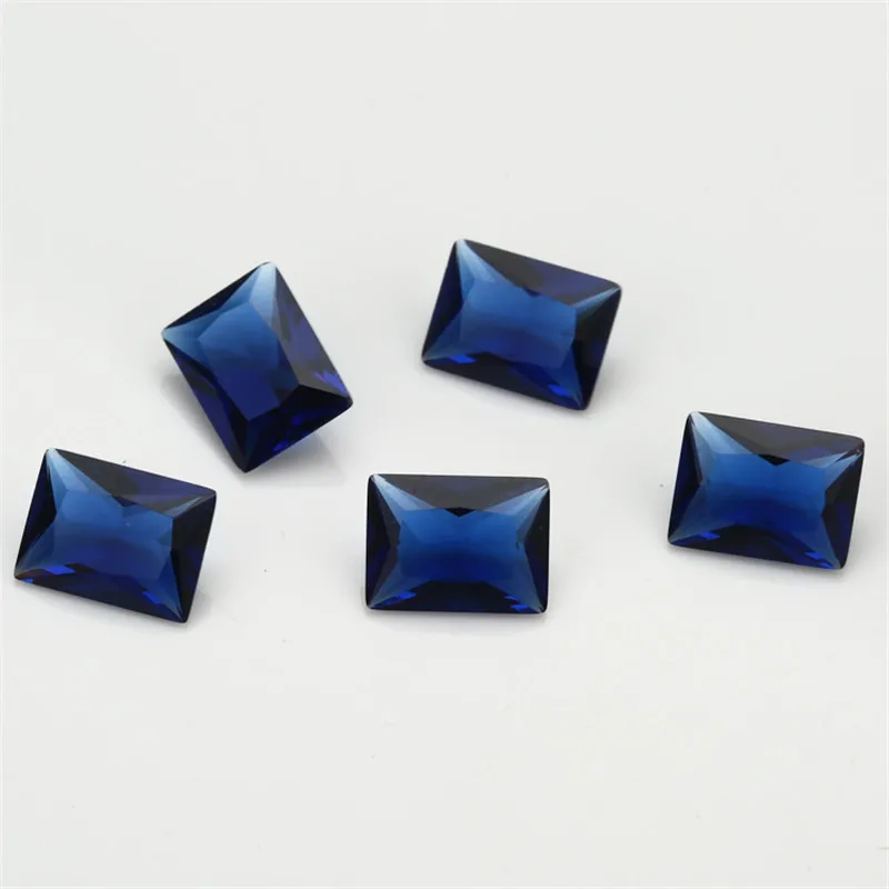 Size 2x3mm~9x11mm Rectangle Shape Loose Glass Stone Synthetic Gems Rose Red Sea Blue Green Black Garnet