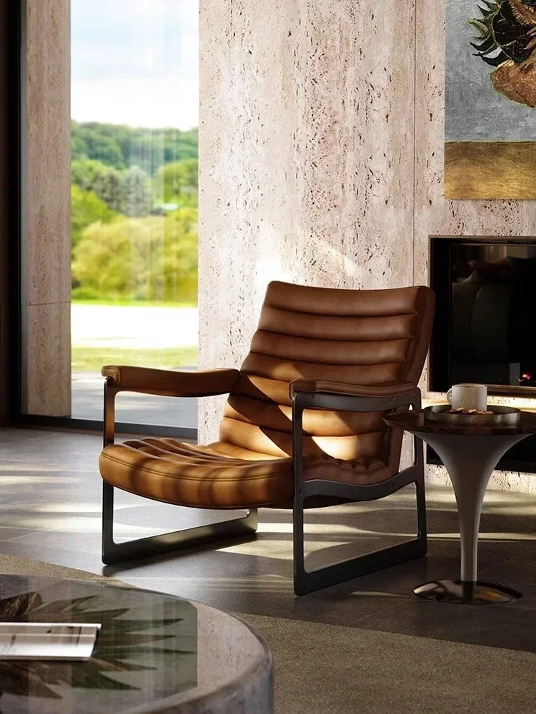 xzzSingle sofa chair Modern style living room single chair Designer full leather leisure chair