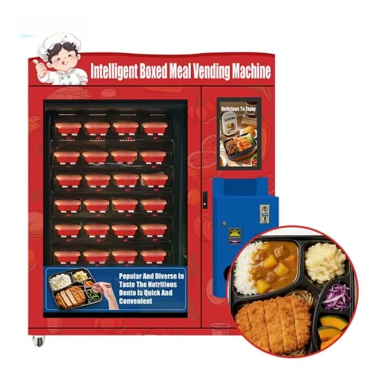21.5 Inch Touchscreen Hot Lunch Box Vending Machine Support Credit Card SDK Cloud Remote Management Multiple Payment Modes