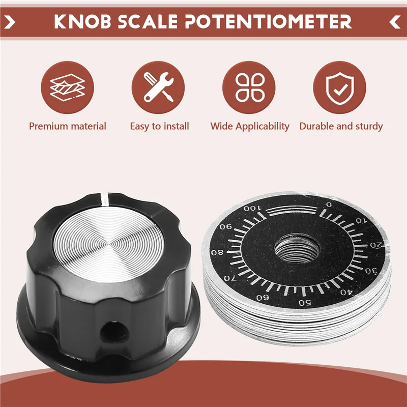 Fresh 30 Sets Of A03 Potentiometer Control Knobs And 0-100 Scale Plates Bakelite Knob Scale Plates Digital Potentiometer Set
