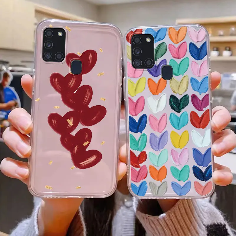 For Samsung Galaxy A10 A11 M11 A21s A20 A30 M10S A20E A20S A56 Case Butterfly Oil Flower Clear Phone Cover Soft Bumper Fundas