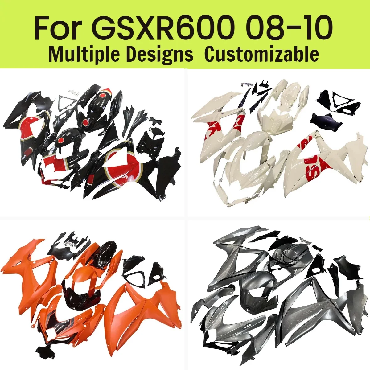 

GSXR 600 750 2008 2009 2010 Injection Fairing Set for GSXR600 GSXR750 08 09 10 Motorcycle Accessories Bodywork Full Fairings Kit