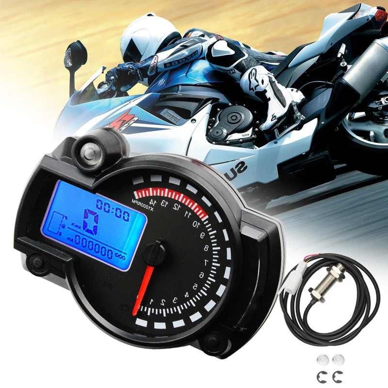 Motorcycle Refitted Instrument Meter Digital Odometer Waterproof LCD Speedometer Two Color Refitted Accessories Instrument Panel