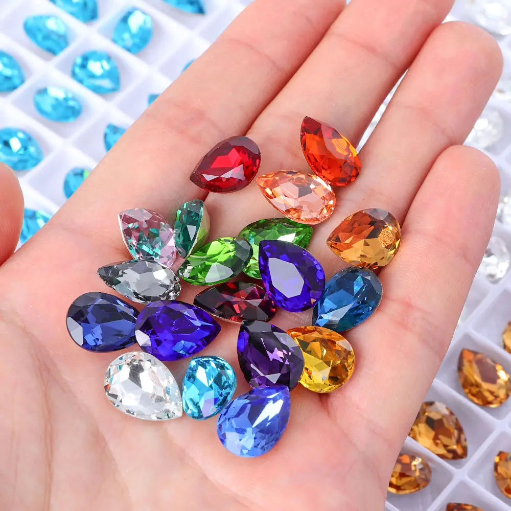 New Fancy K9 Glass Beads Top Quality Crystal Gem Stone Point Back Drop Shape Rhinestone For DIY Needlework Clothing Accessories