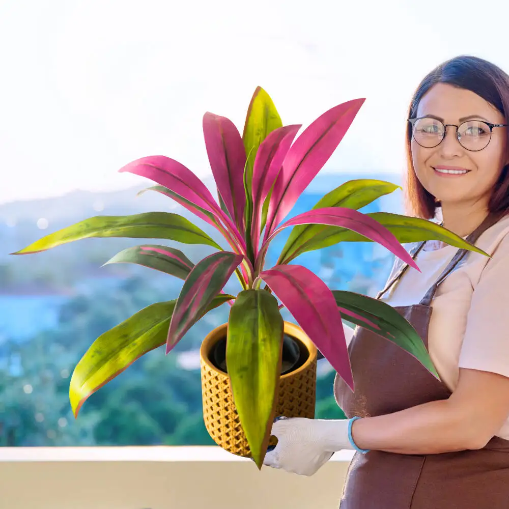 45cm 17Leaves Artificial Dracaena Tree Fake Tropical Palm Plants Plastic Shrub Plants Cycas Tree Branch for Home Garden Decor