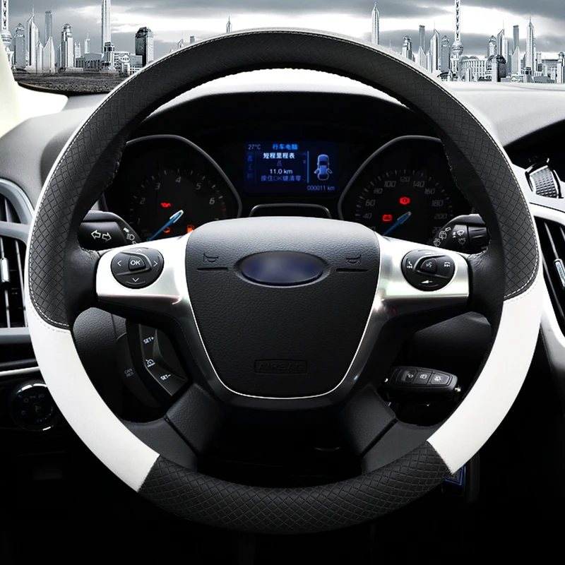 PU Leather Car Steering Wheel Cover for Ford Focus MK1 MK2 MK3 Car Steering Wheel Glove Cover Auto Interior Accessories Styling