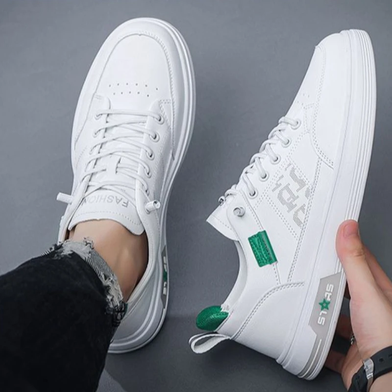 Mens 10cm Invisible Elevator White Sneakers Breathable Anti Odor Light Weight Versatile Sports Skate Shoes
