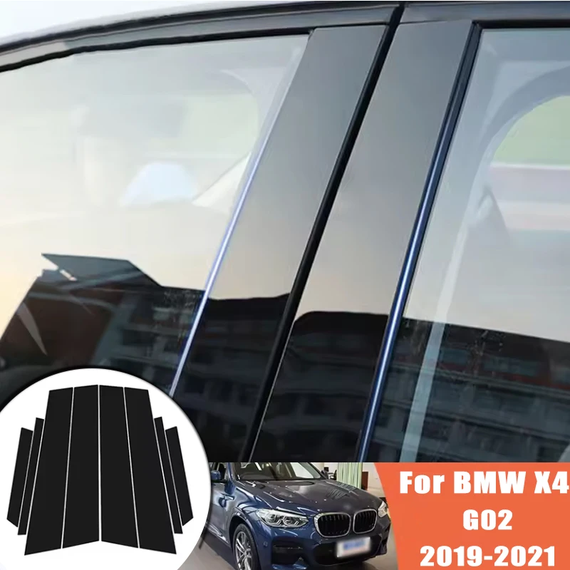 

For BMW X4 G02 2019-2021 2020 8pcs Window Trim Covers Center Film Column B C Pillar Posts Sticker Car Accessories