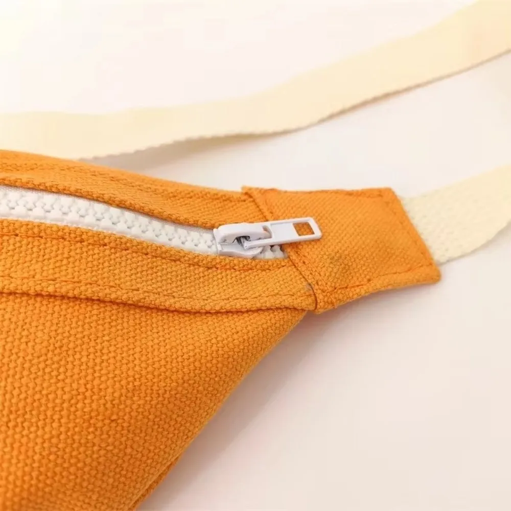 Solid Color Children Waist Bag Canvas Material Casual Style Kids Fanny Pack Adjustable Strap 1PC Canvas Waist Bag Travel Use
