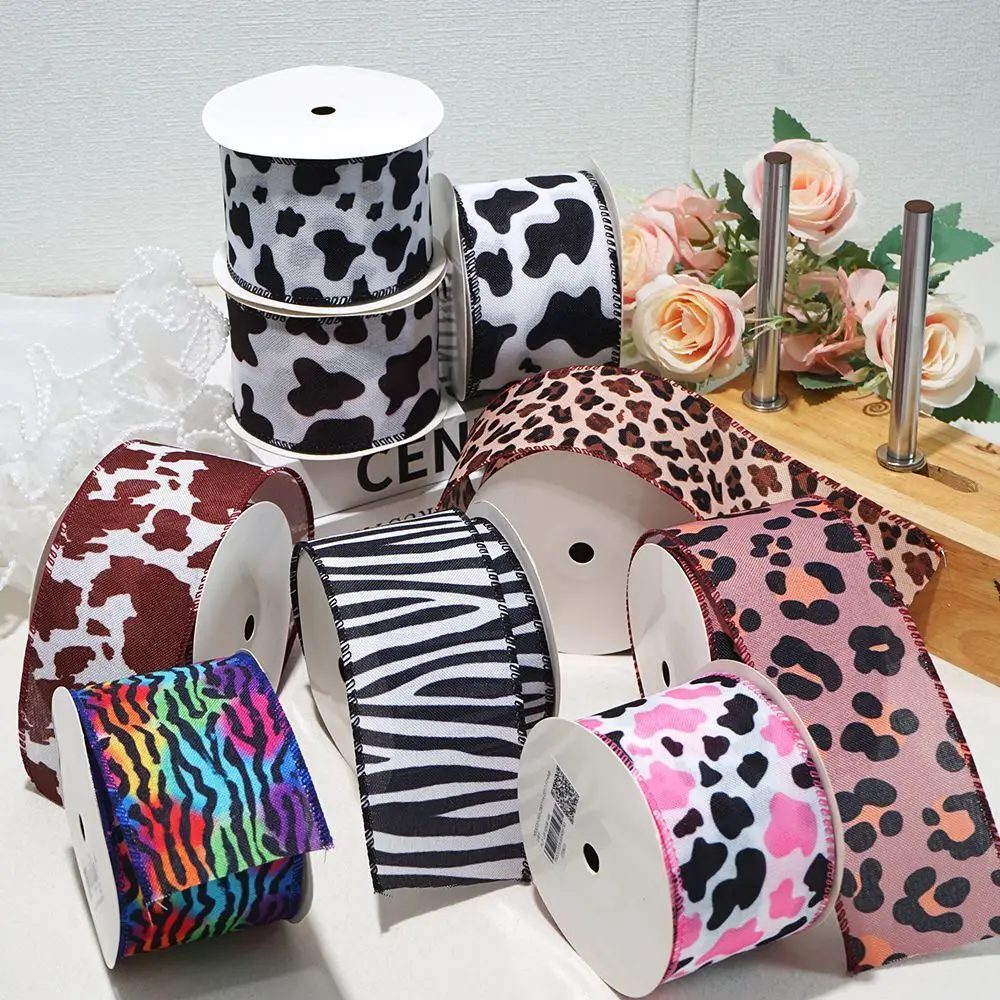 

5 ярдов лента для труб с леопардовым принтом, подарочная упаковка, лента для украшения дома, железная проволока, кромка труб