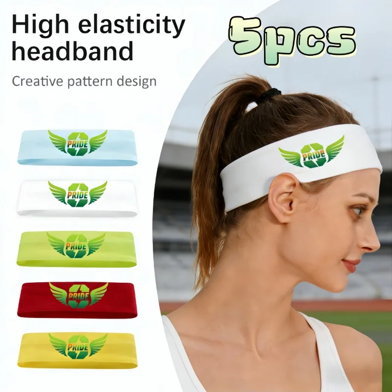 

5pcs Free Movement High-Elasticity Headbands, Sports Hairbands, Sweat-Absorbing Head Scarves and Hair Accessories