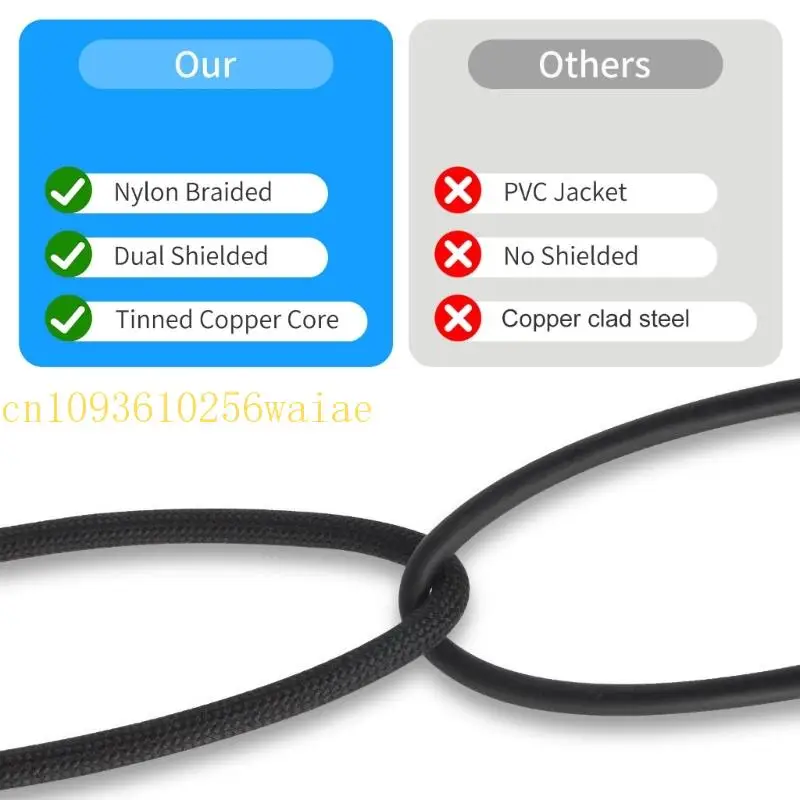 652F 헤비 듀티 Y 스플리터 2RCA는 48strand 브레이드와 연결된 콘솔을위한 방패 및 강화 커넥터와 케이블을 상호 연결