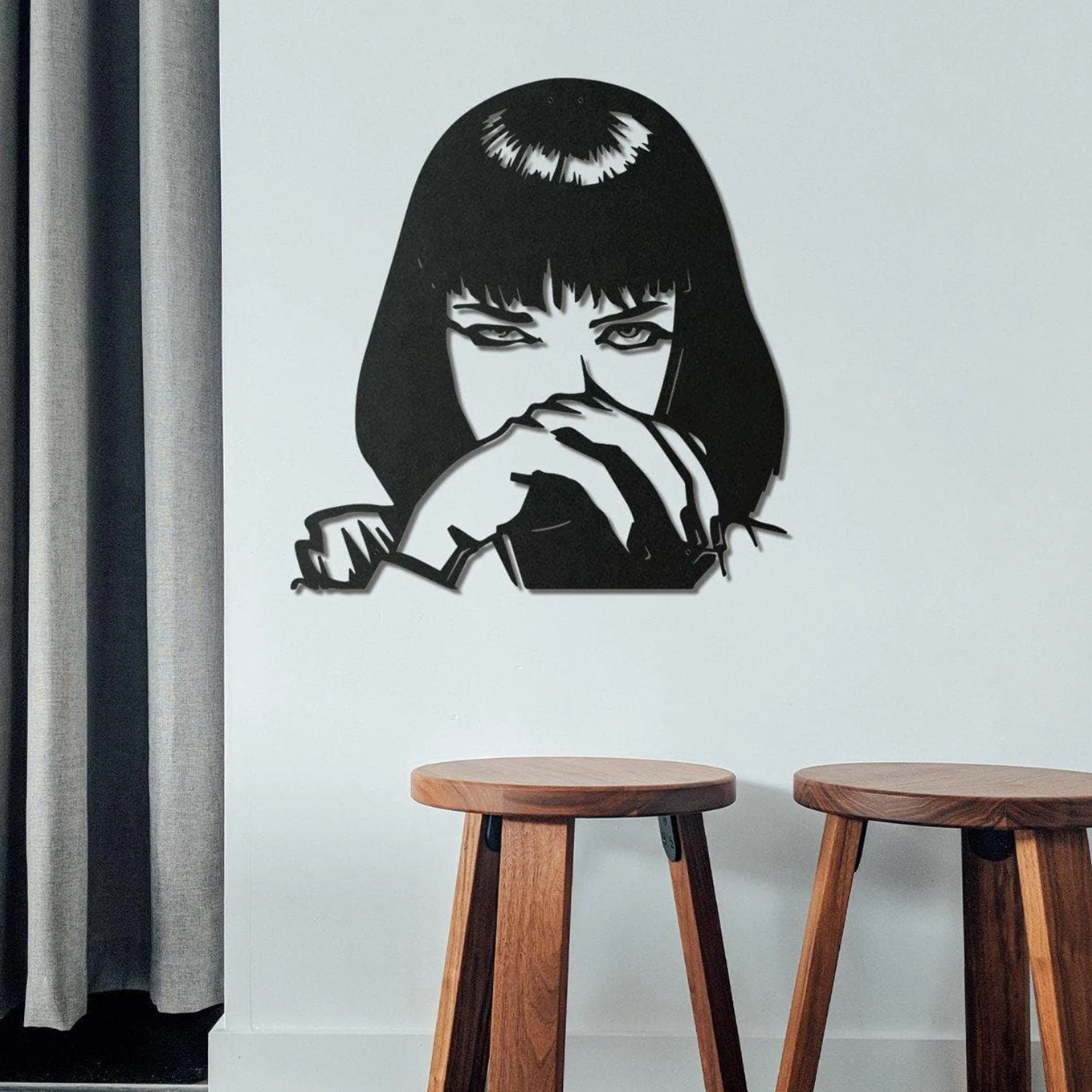 1PC Mia Wallace Metal Wall Sculpture - Black Home Decor Wall Art - Wall Decorations for Living Room Modern, Bedroom, or Bathroom