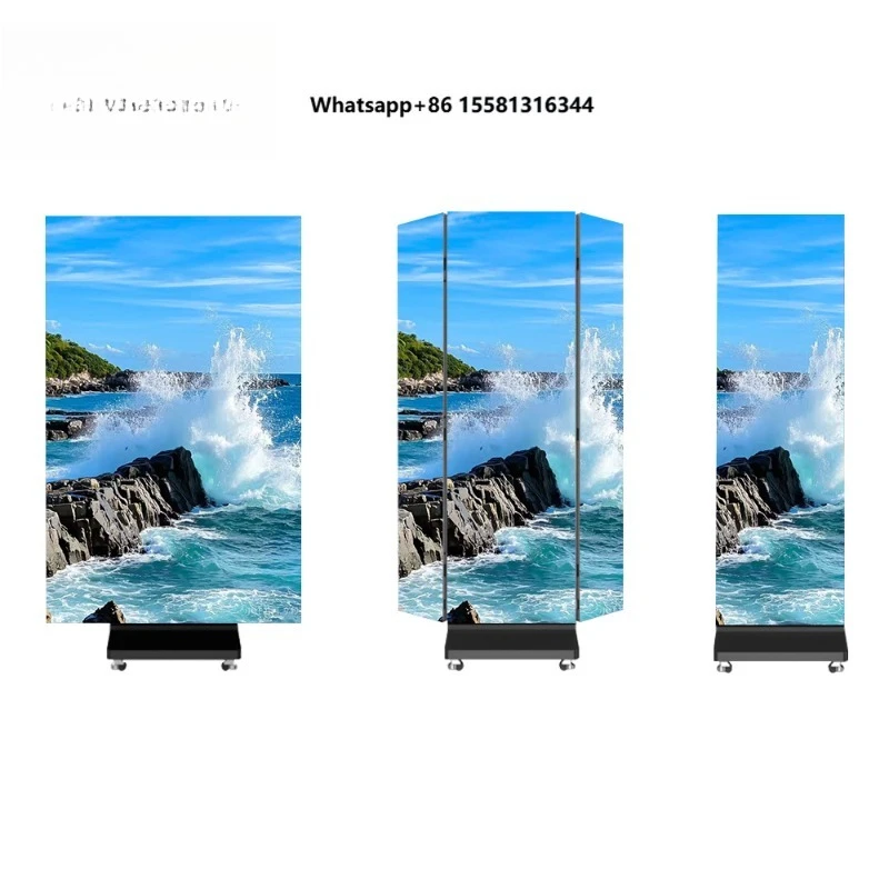 Indoor and Outdoor Movable Double-sided or Three-fold LED Poster DisplayLED Advertising Digital Poster Full-color Display Screen