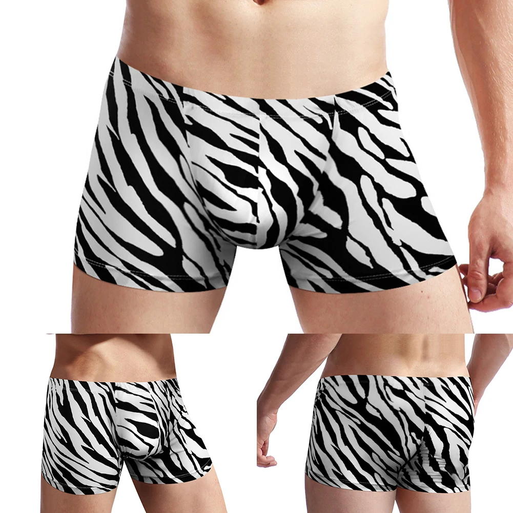 Cuecas boxer masculinas sexy, roupa íntima, bolsa convexa em u, shorts, troncos, listras respiráveis