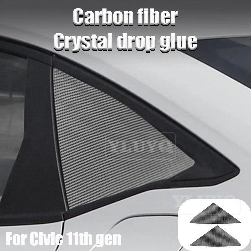 

For Honda Civic 11th interior modification carbon fiber Inner Triangular glass trim carbon fiber upholstery stickers accessories