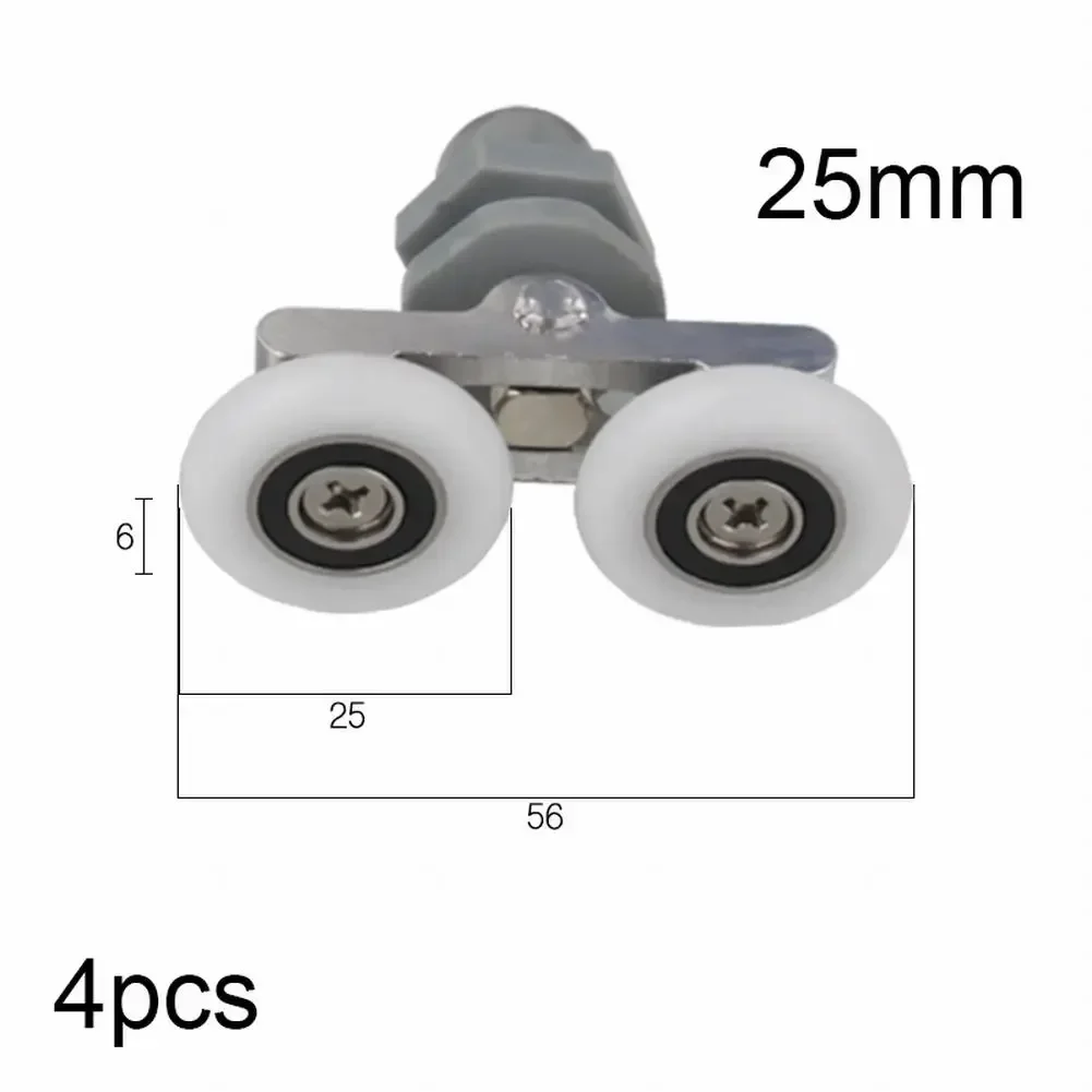 4Pcs 19/23/25/27mm Twin Bathroom Shower Door Sliding Roller Sliders Vintage Arc Shower Room Glass Door Sliding Wheel