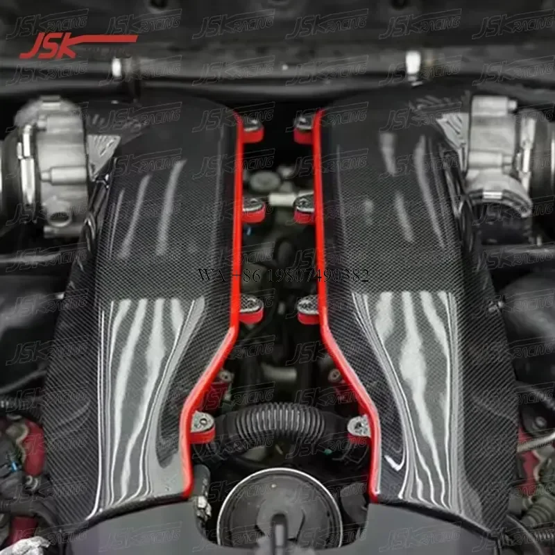 Wmwmnu Dry Carbon Fiber Engine Cover Spark Plug Cover for 488 GTB Spider 2015 2016 2017 2018 Pista Style Auto