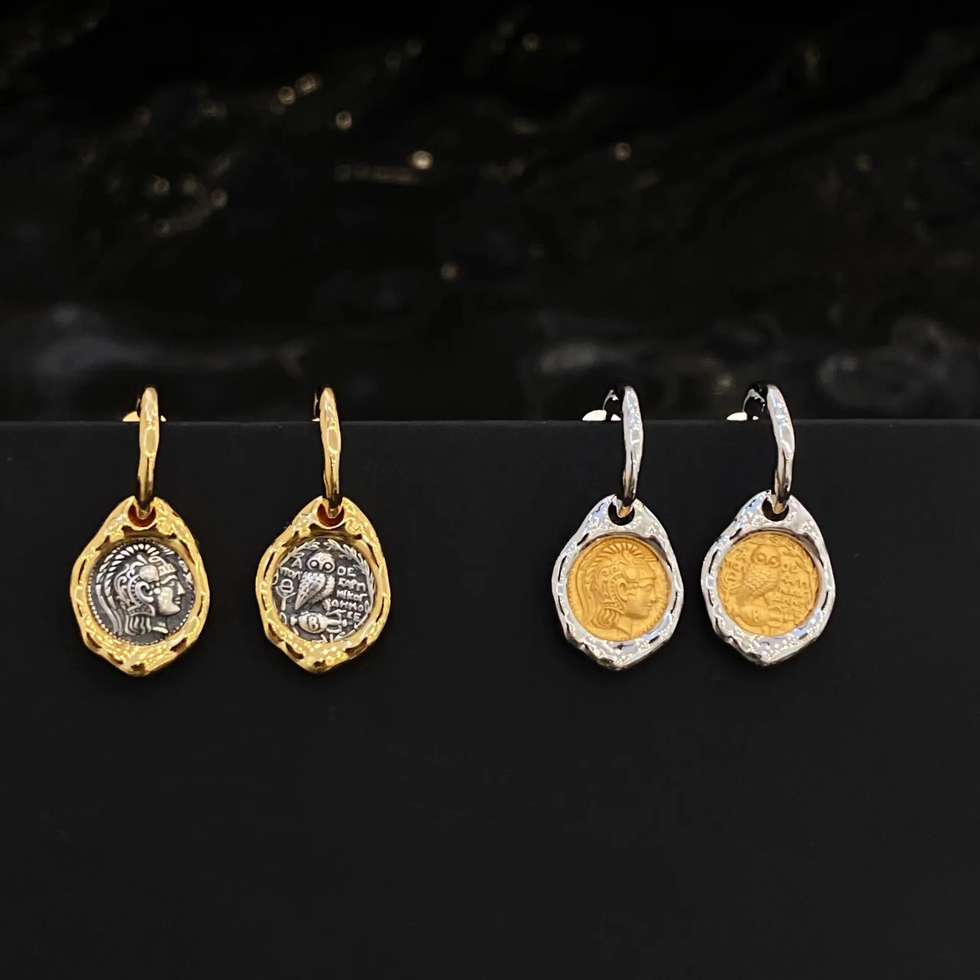 Hot Selling 925 Sterling Silver Famous Brand Ancient Roman Silver Coin Earrings Retro Relief Goddess of Luck Fashion Jewelry