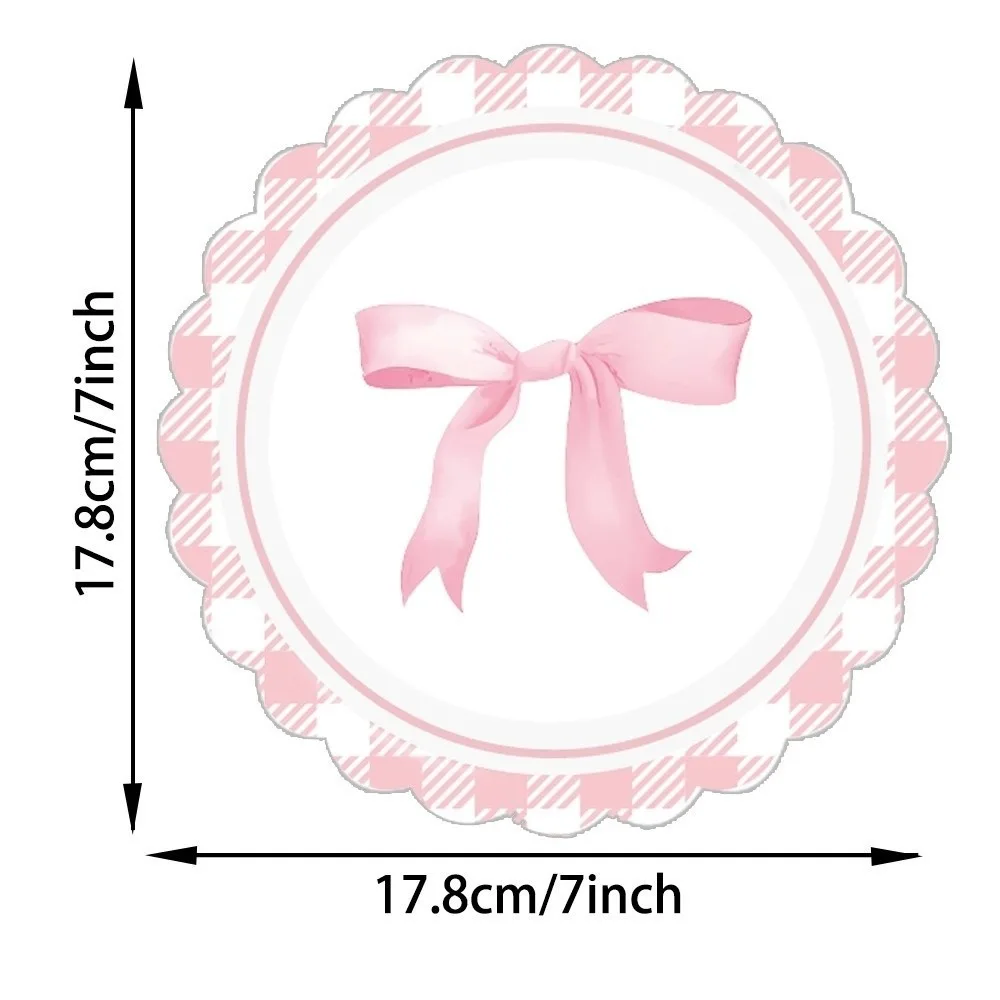 10pcs Pink Color Disposable Tableware 7Inch Size Sweet Cherry Theme Cherry Theme Tableware Disposable Material Paper Material