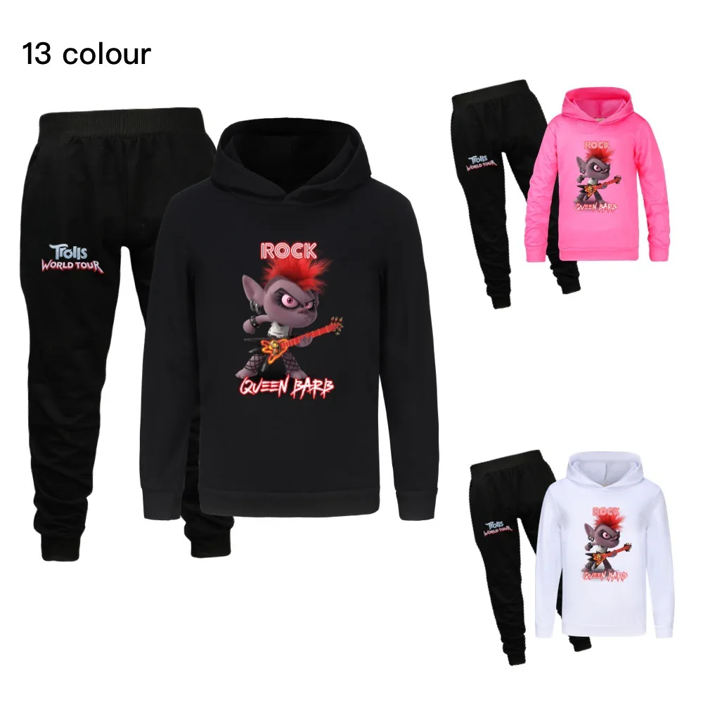 

New Fashion TROLLS' WORLD TOUR Clothes Set Kids Tracksuit Boy Sport Suit Girls Teen Long Sleeve Sweatshirt Hoodies Pants 2pcs531