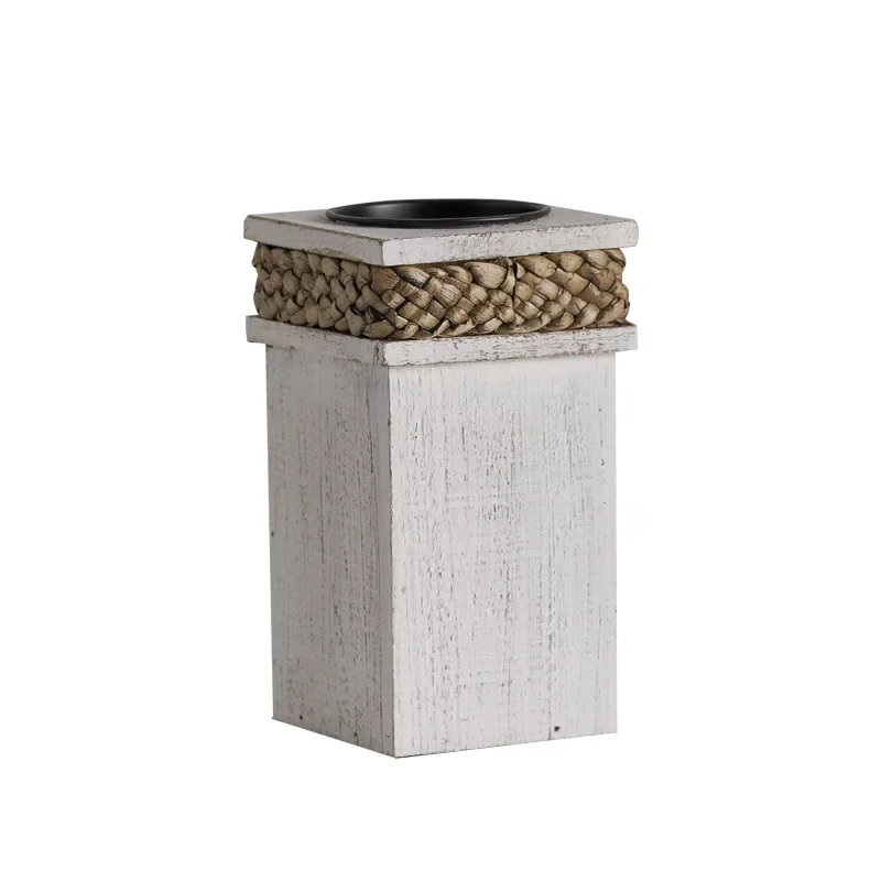 

European minimalist style, old square wooden desktop candlestick, living room, bedroom, creative ornaments