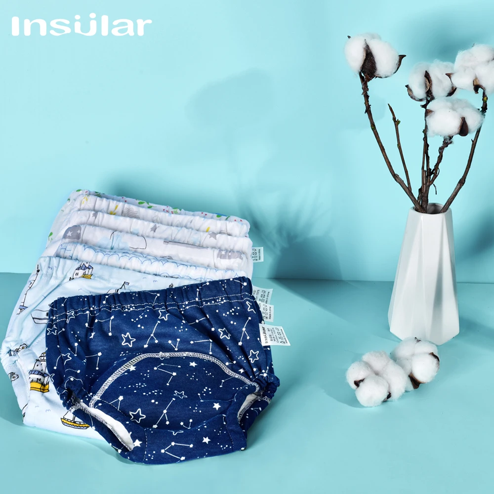 Insular Baby Training Pants Reusable Cotton Cloth Baby Diapers  Washable Infants Children Underwear Nappy Changing 2PCs/Box