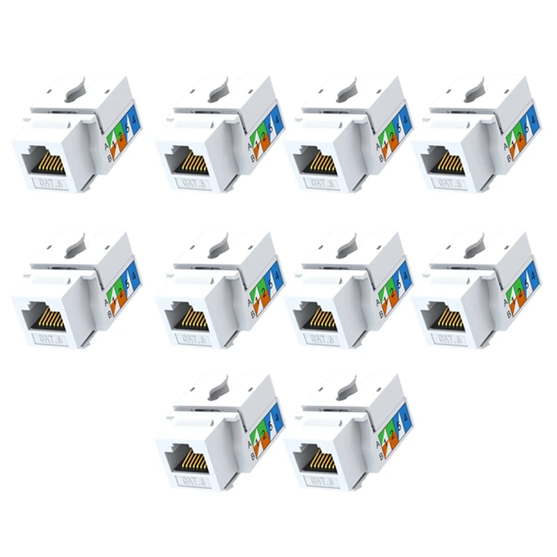 ABHU 10PCS Cat6 Jack, Ethernet Punch Down Connector, Wall Adapter 90-Degree Module Coupler, Compatible Cat5/5E/6