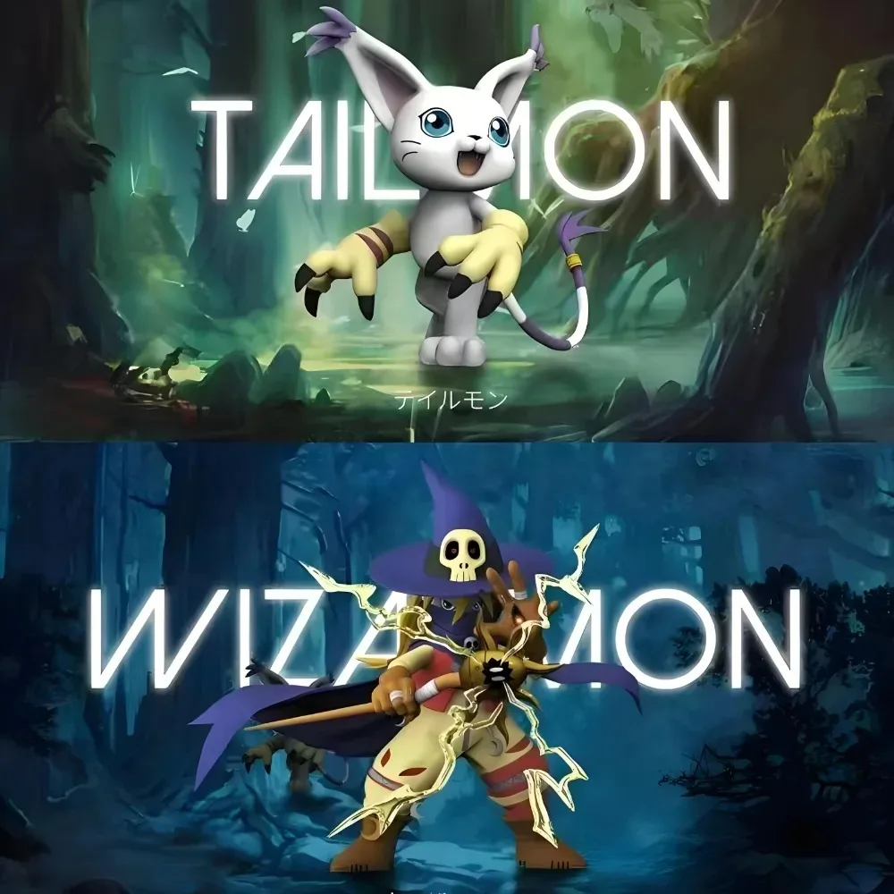 3.5-11.5cm Anime Figure Wizarmon and Tailmon Digimon Adventure Action Figures Pvc Statue Desktop Collection Model Toys Gifts