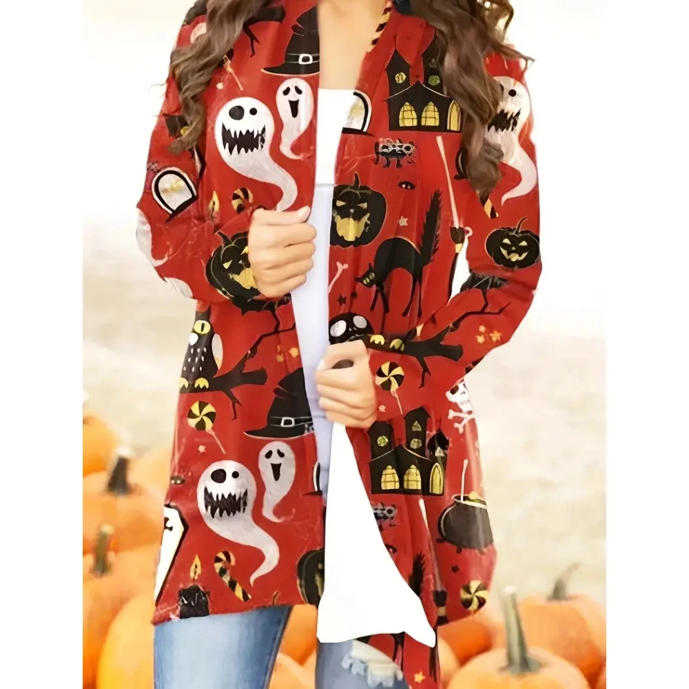 Harajuku Cat Print Women\'s Coat Fashions Loose Long Sleeve Cashmere Cardigan Streetwear Clothing Festival Printed Casual Tops