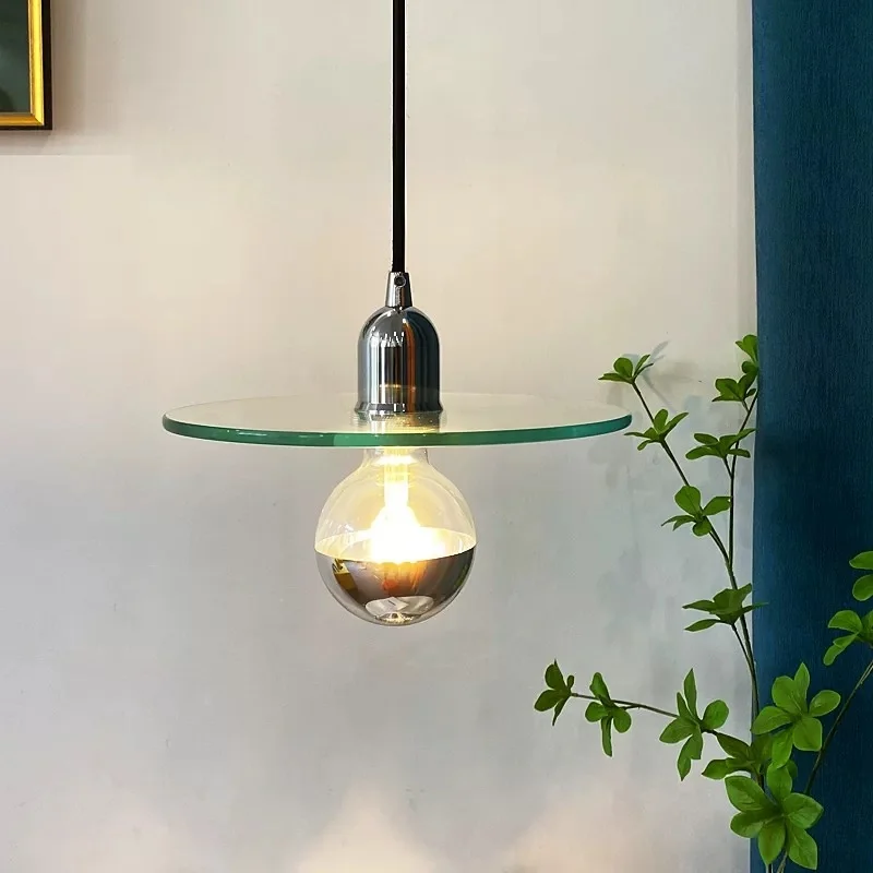 Bauhaus Prince pendant lamp, medieval Spaceage silver plated glass lamp, Nordic art restaurant bedroom bedside lamp