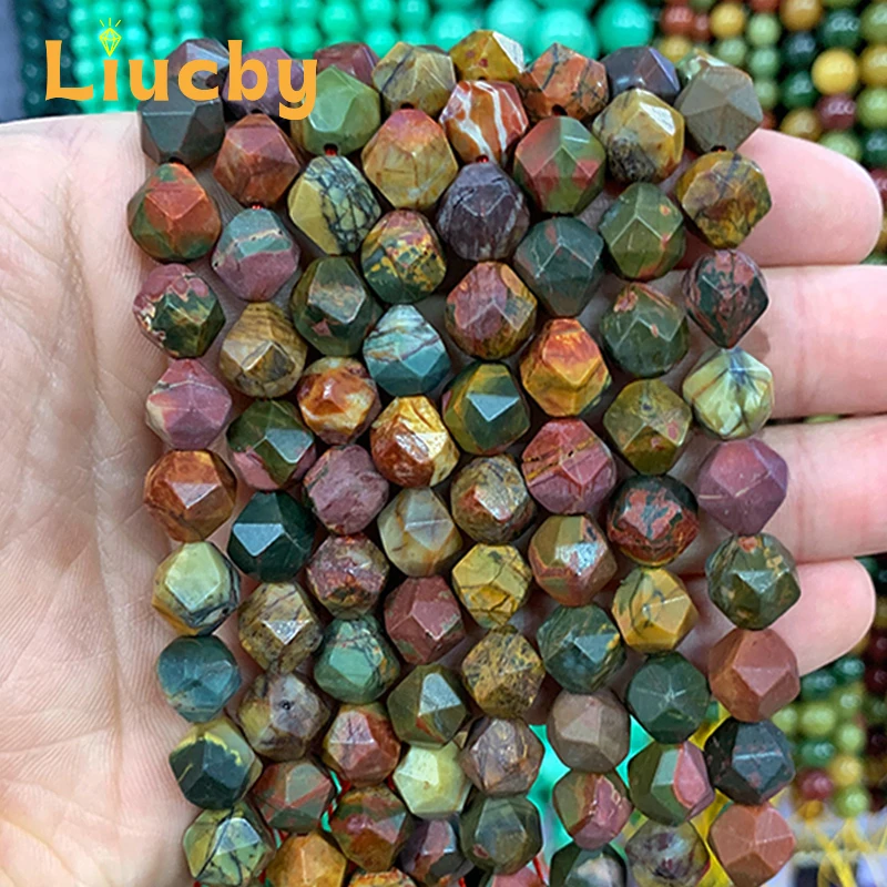 Naturstein Facettierte Koreanische Kiefer Bunte Perlen für Schmuckherstellung DIY Exquisite Ohrringe Halsketten Armbänder 15 Zoll 6/8/10MM