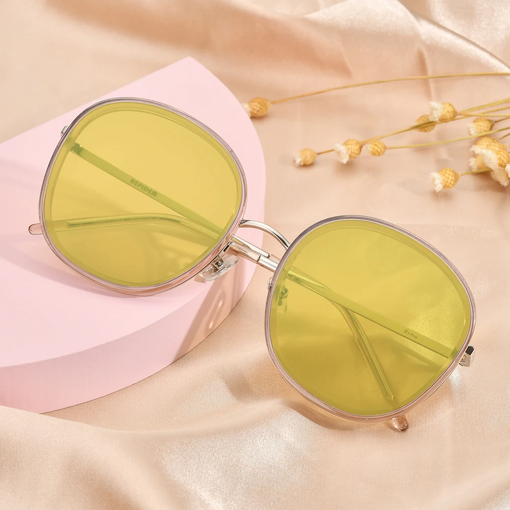 HEPIDEM Alloy Acetate Nylon Sunglasses for Women Famous Brand Designer glasses Square Sun Glasses for Men 9135
