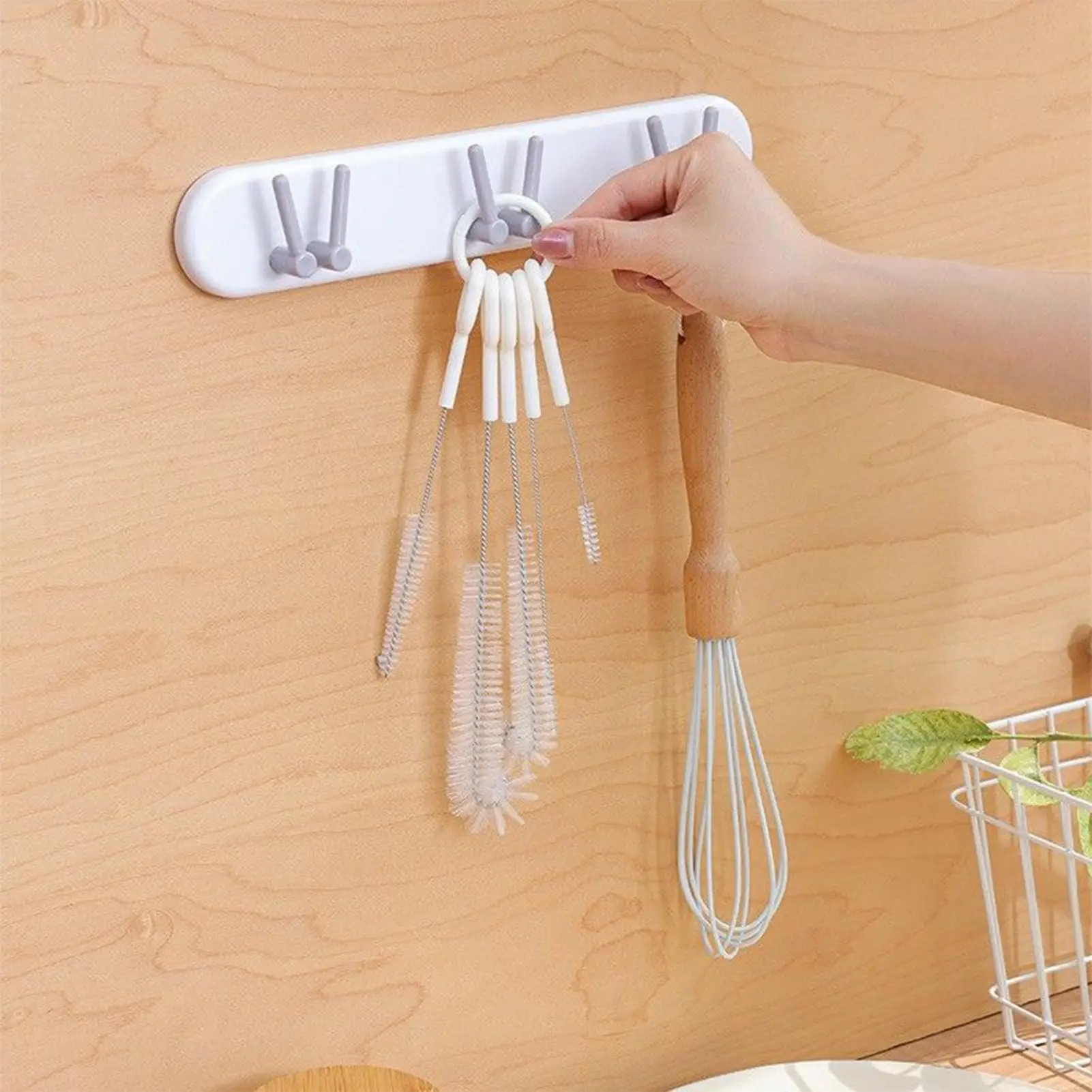 5Pcs/set Bottle Brush Set With Hanging Loops Washing Cups Scrubber Tools For Lids Straws Nipple Breast Pumps Cleaning