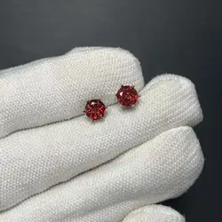 Natural Garnet 925 Sterling Silver Stud Earrings for women Jewelry Gift Prevent allergy gem jewelry Genuine Red Stone